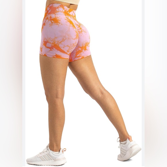 Gillya Pants - Gillya tie-dye seamless high-waist biker yoga shorts 4 inch no front seam